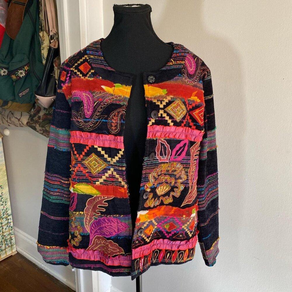 Vtg Choices Multicolored Patchwork Jacket - image 2